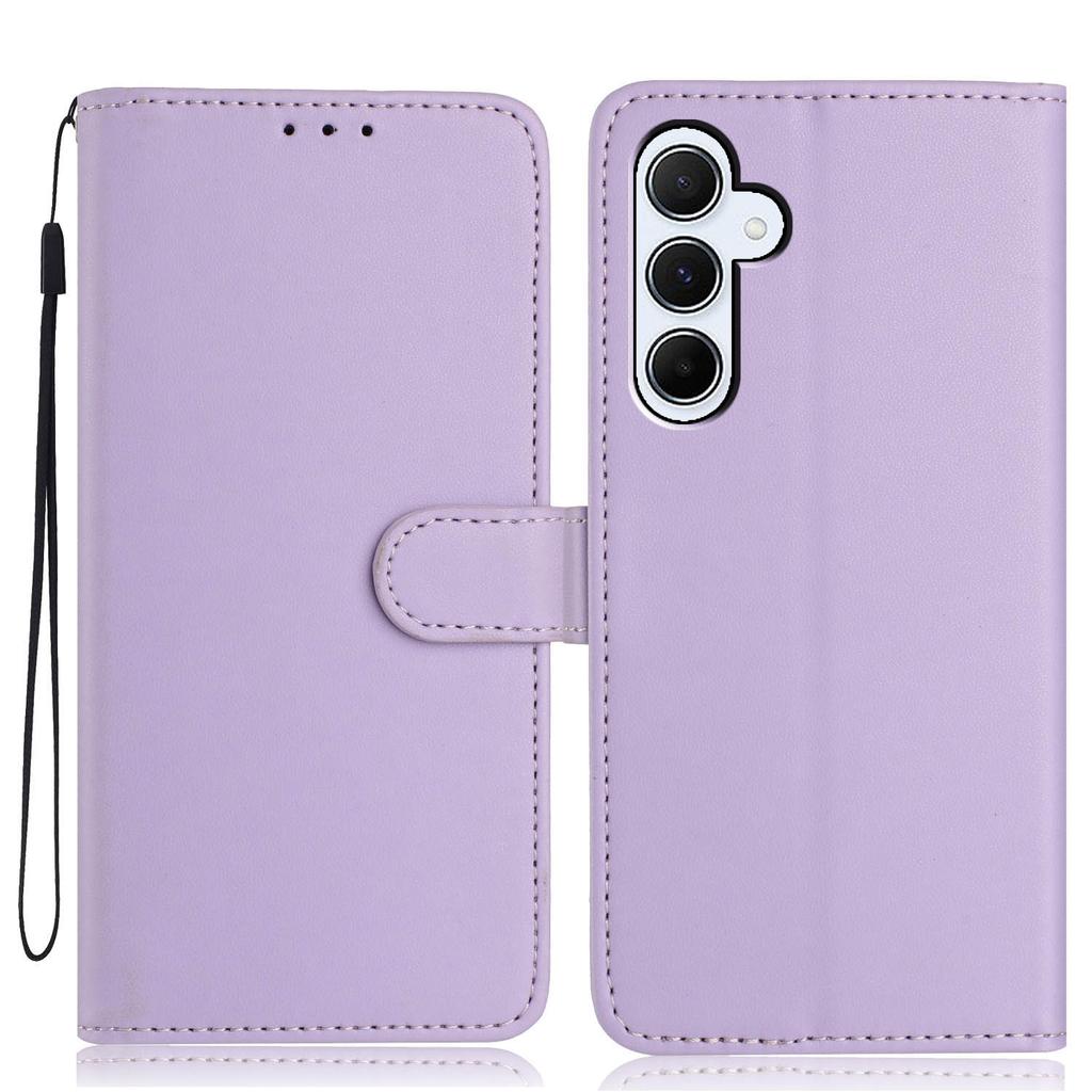 Für Samsung Galaxy A35 5G Brieftasche Hülle mit Riemen/Mehrere Kartenfächer Einfarbig Leder Ständer Handyhülle