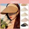 Chapeau d'été souple en paille pour femme Chapeaux de soleil pliables à large bord ouvert sur le dessus Casquettes Panama d'extérieur pour femme Chapeau seau pour queue de cheval