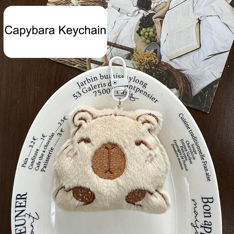 Kawaii Cartoon Capybara Plüsch-Schlüsselanhänger Anhänger Weiche Capybara Brosche Niedliche Neuheit Rucksack Dekoration Zubehör Geschenke