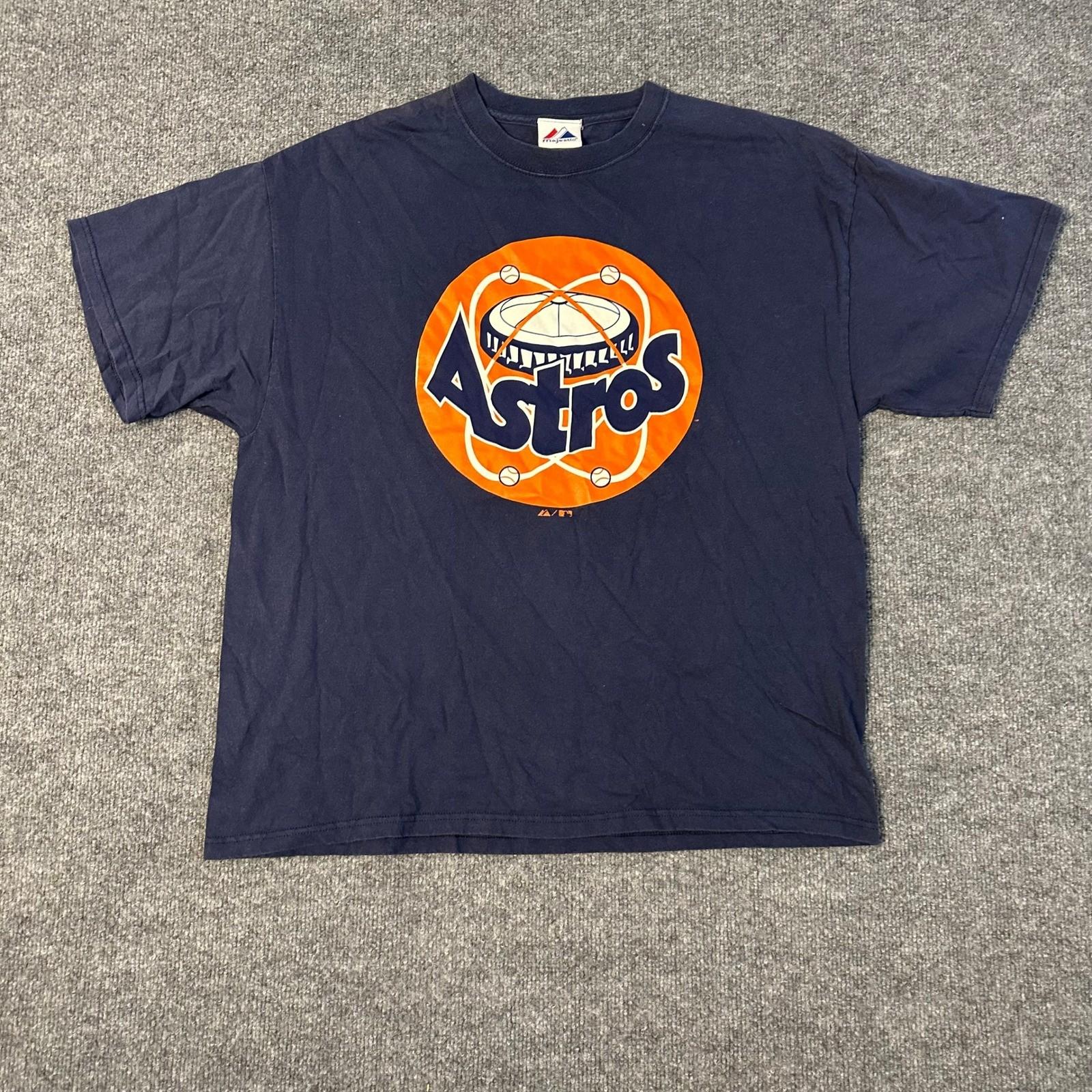 Majestic T-Shirt Mens Size XL Navy Blue Houston Astros MLB Baseball Graphic Logo S