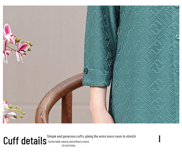 Plus-Size Long-Sleeve Summer Shirt for Elderly Women - Ideal for Grandmothers and Mothers for Spring and Autumn