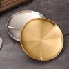 304 Stainless Steel Double-Layer Round Gold Plate for BBQ, Fruits, and Cakes