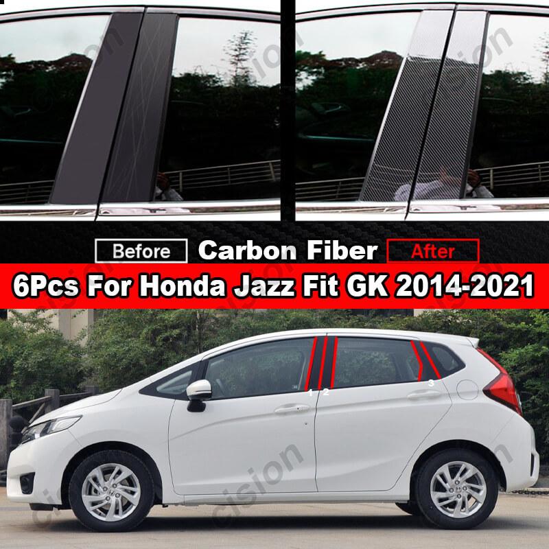 6Pcs Car Window Door Column B C D BC Pillar Post Cover Trim for Honda Jazz Fit GD GE GK GS GR 2001- Mirror Effect PC Sticker