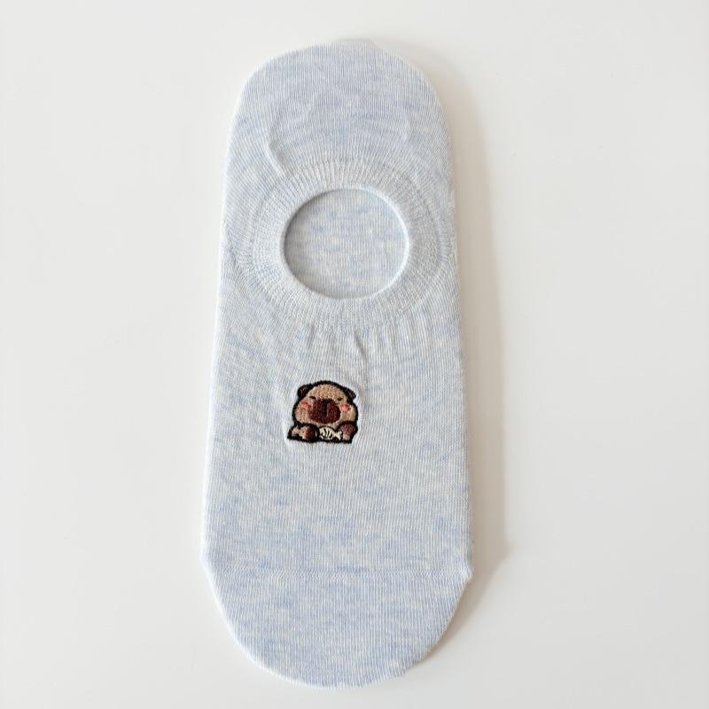 

Женские носки с мишкой, весенне-летние невидимые носки, простые короткие носки, летние силиконовые противоскользящие носки-лодочки с мелким вырезом, бесшовные хлопковые носки 1 pair светло-синий