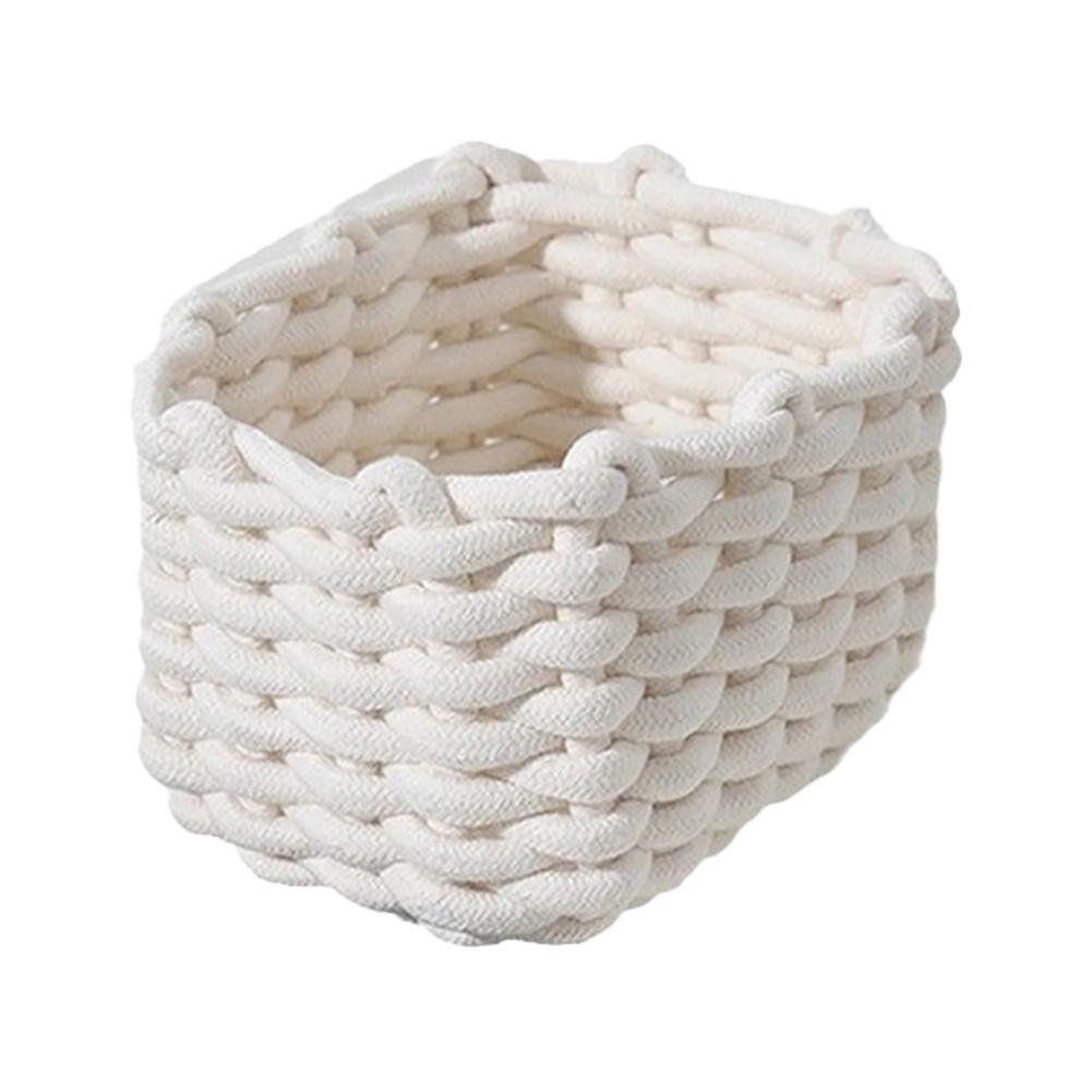 

Woven Rope Storage Basket Multi-functional Rectangular Storage Basket Weave Thick Rope Storage Baskets For Organizing Storing білий