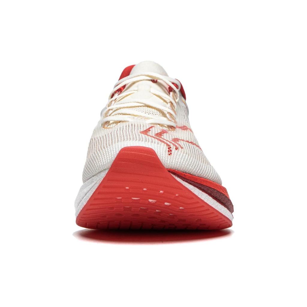 Li Ning Feidian 3 Challenger Fabric Cushioning Abrasion Resistant Breathable Low top Running Shoes Women's Red White ARMT038-25