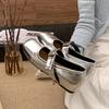 Fashion Temperament Black Inner Height Increase Shallow Mouth Flat Sole Shoes Women's 2025 New Spring Square Head French Mary Jane Shoes