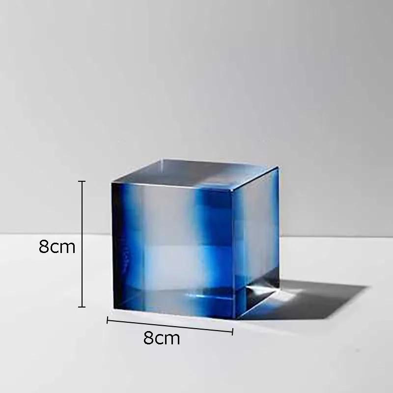 Geometric Graded Crystal Cube Ornaments Transparent Minimalism Square Crystal Statue Desk Decoration Glass Crafts Sculpture
