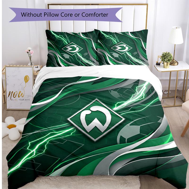 Set Lenzuola 3 Pezzi Stampato Werder Bremen, Comodo Set Copripiumino per Camera da Letto Amico della Pelle