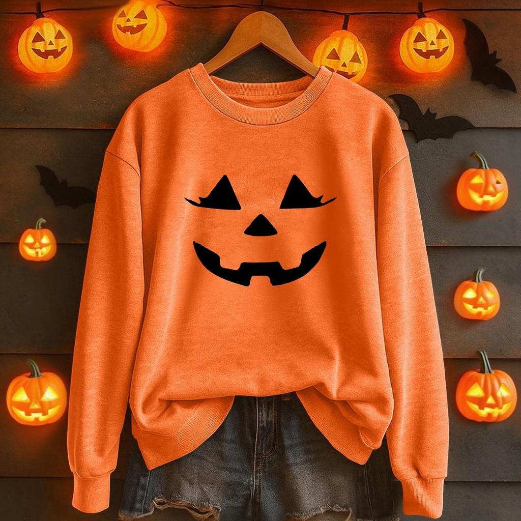 Women's Casual Halloween Printed Pullover Sweatshirt for Party and Daily Wear
