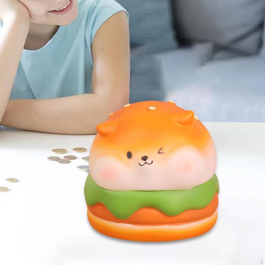 Bread Puppy Money Bank Animal Sculpture Art Doggy Figurine Little Dog Statue for Bookshelf Living