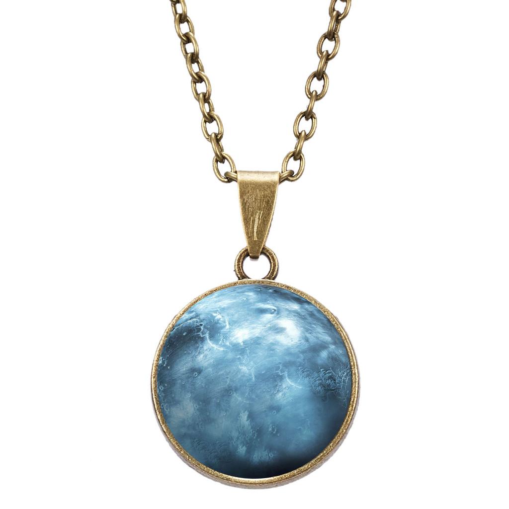 Starry Galaxy Pendant Necklace With Glowinthedark Doublesided Glass For Men And Women