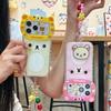 Cute Cartoon Big Bear Head Rilakkuma IMD Phone Case for iPhone 17 17Pro 17Promax 16 15 14 Pro Max 16pro with Bracelet Pendant