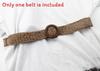 Womens Woven Cotton Linen Belt With Round Wooden Buckle For Casual Dress Fashion