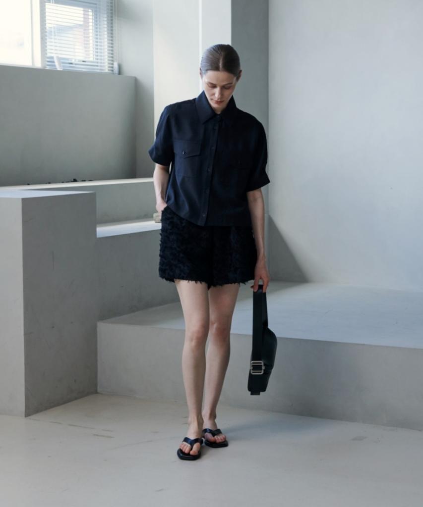 Owaiwai Pocket Tie Shirt Blouse_Black