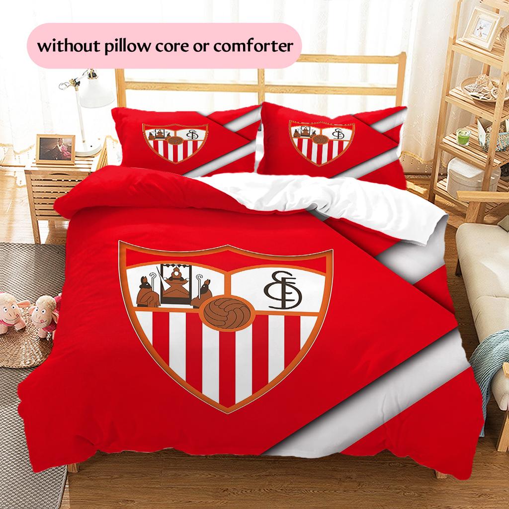 Sevilla FC Patrón Juego de Ropa de Cama Colcha Decoración del Hogar Regalo (1 funda nórdica + 2 fundas de almohada sin relleno.)