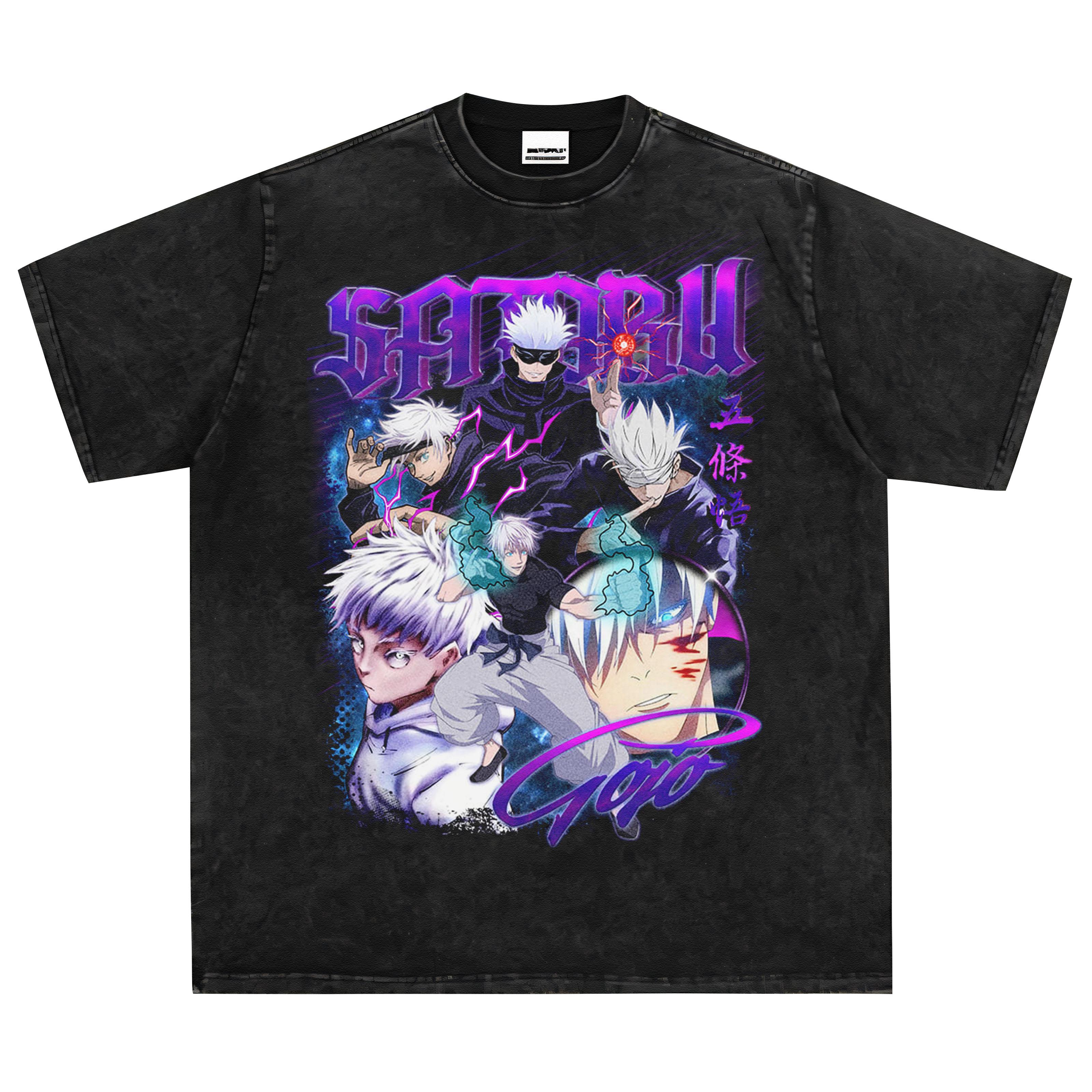 

Горячее Аниме Jujutsu Kaisen Годжо Сатору Крутой Принт Футболка Мужская Повседневная Свободная Футболка Винтажная Выстиранная Футболка Харадзюку Мужская Хлопковая Футболка XXL чёрный