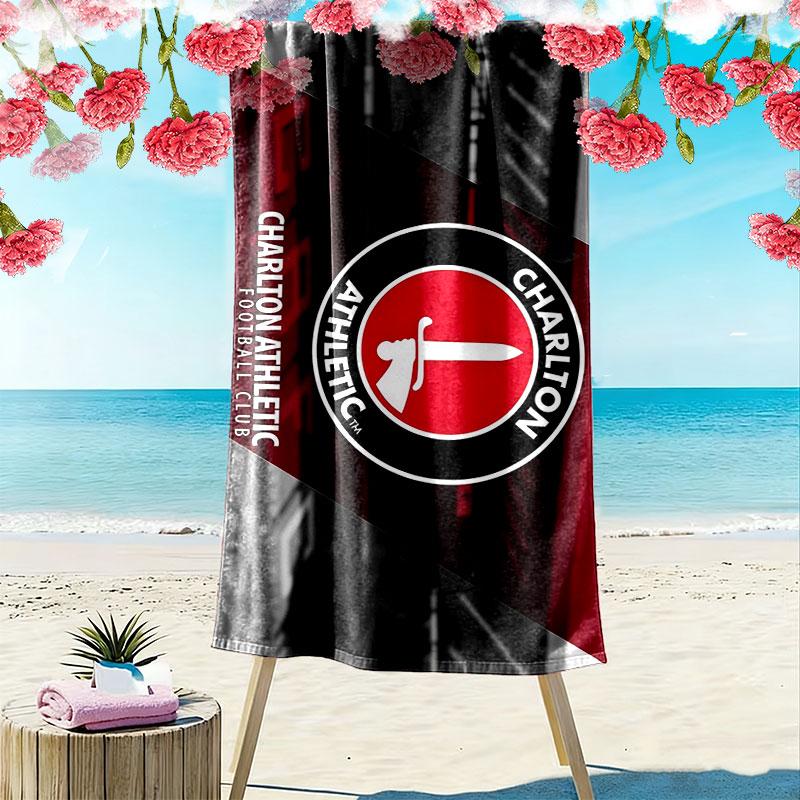 Charlton Athletic FC Tryckt Strandhandduk, Stor Mjuk Snabbtorkande Handduk för Strand Camping Simning