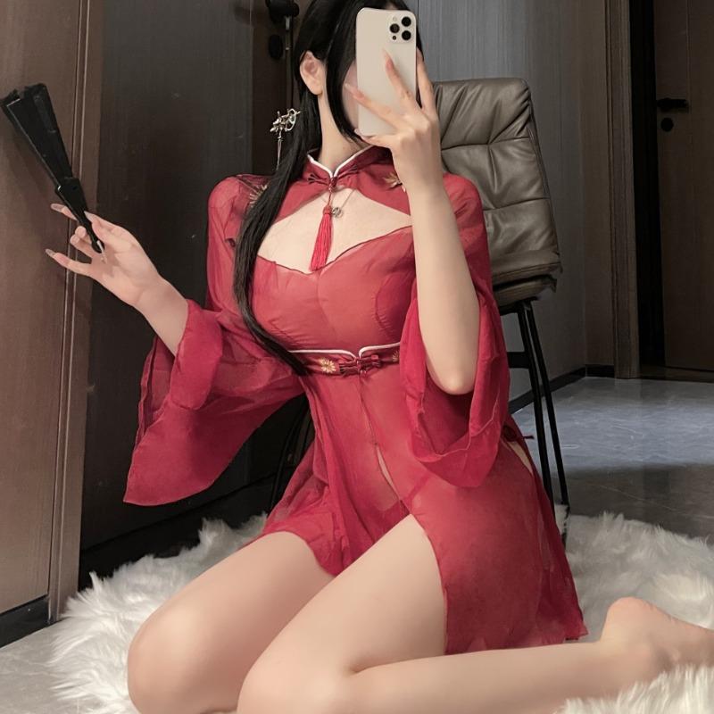 Erotic Underwear Antique Guochao Passion Sexy Suit Bed Belly Pocket Flirting Cheongsam Hanfu Uniform Women