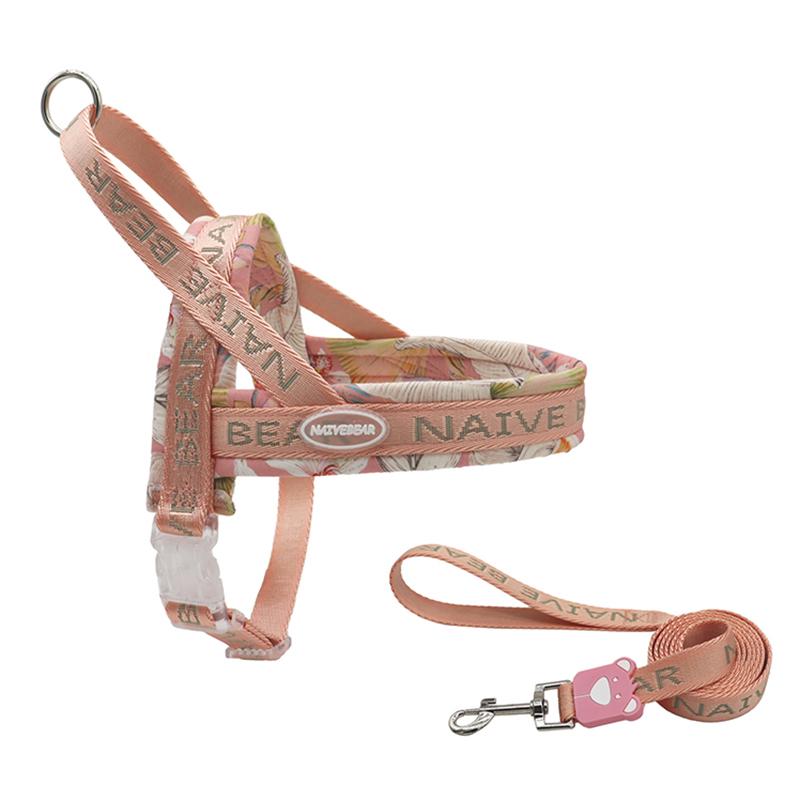Colorful Floral Printing Padded Harness for Dogs Adjustable No-pull Nylon Pet Walking Training Vest for Small Medium Large Dogs