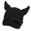 Half Facecover Hat for Women Men Fashion Knitted Horned Hat Winter Warm Windproof Hat Masquerades Party Props Headwear