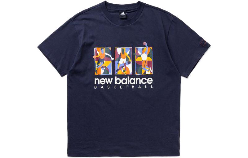 New Balance T Shirts Men s Dark Blue Crew Neck Moderate Straight Fit MT23587-ECL S