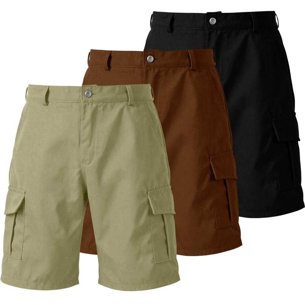 Men's Cargo Shorts 3-Pack with 6 Pockets, Button and Elastic Waist
