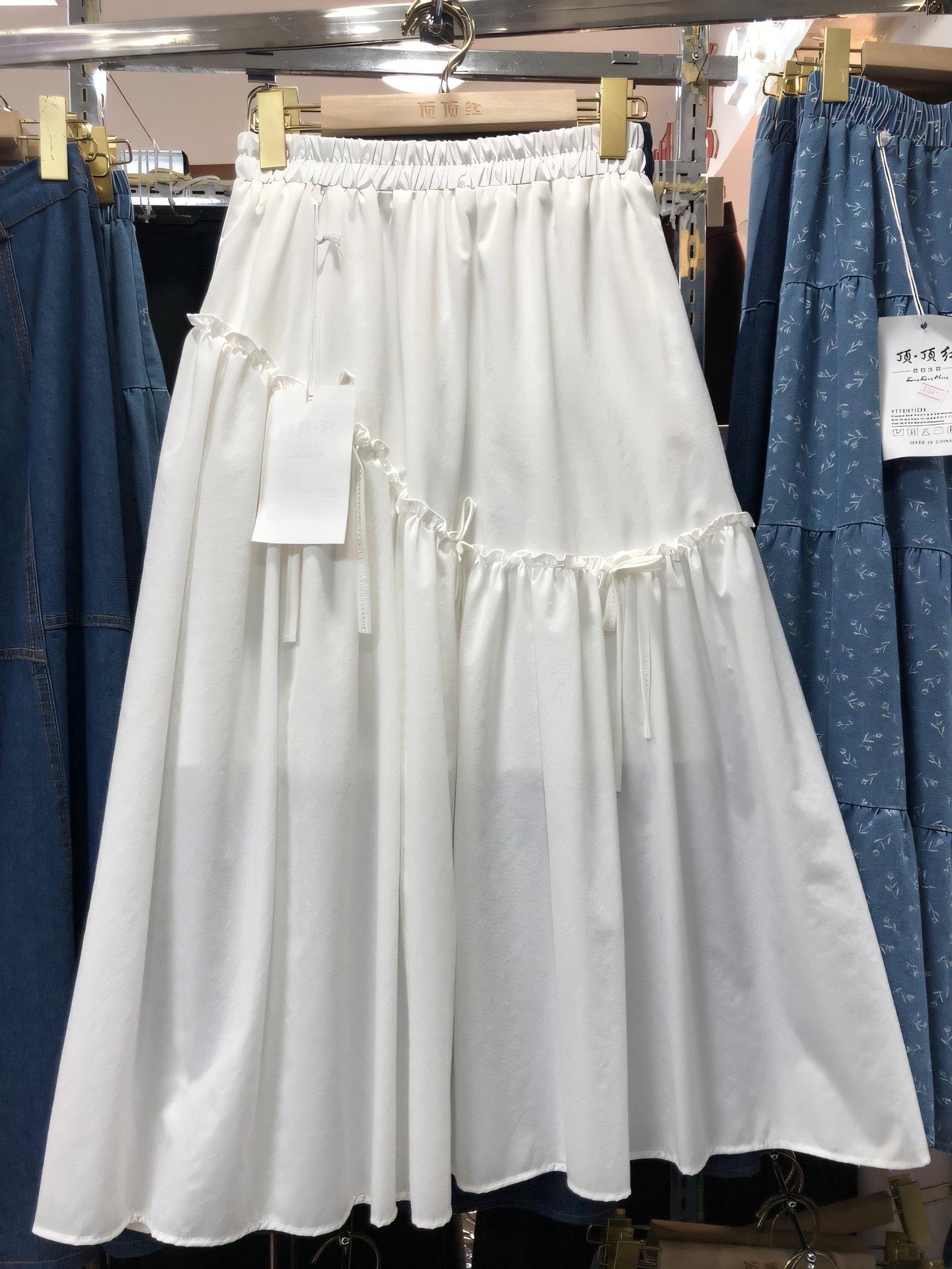 

Юбка А-образной формы с милым бантом и грибовидным краем, женская осенняя юбка с высокой талией и бедрами, свободные складки, большой маятник one size fits all