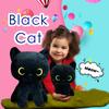 Black Cat Plush Soft Toy With Comfortable Filling For Birthday Gift And Collectors