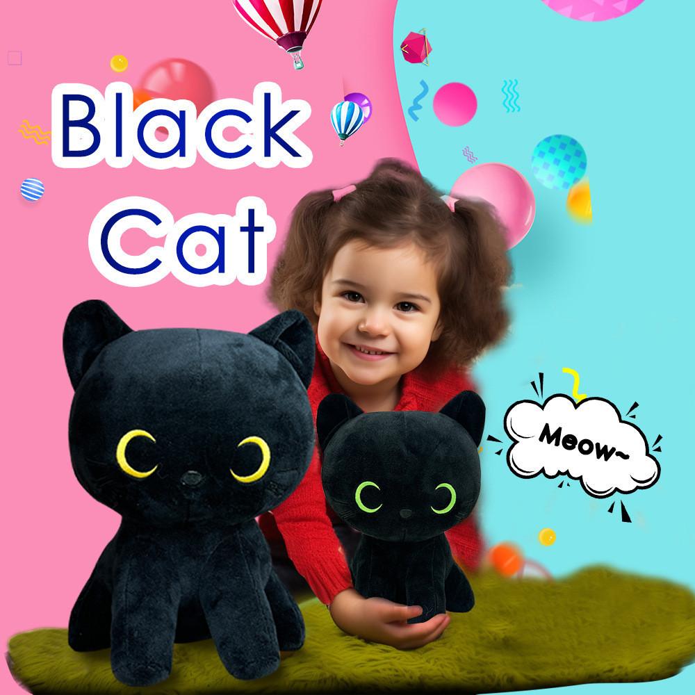 Black Cat Plush Soft Toy With Comfortable Filling For Birthday Gift And Collectors