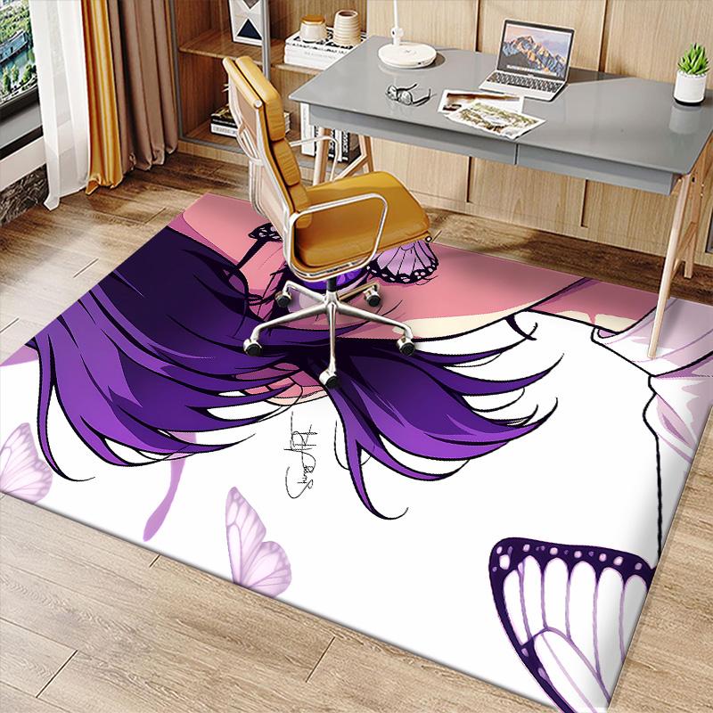 Demon Slayer Shinobu Kocho Printed Absorbent Washable Carpet, Non-Slip Bathroom Mats, Kitchen Rugs, Yoga Mat,Living Room Entrance, Camping Picnic Rugs