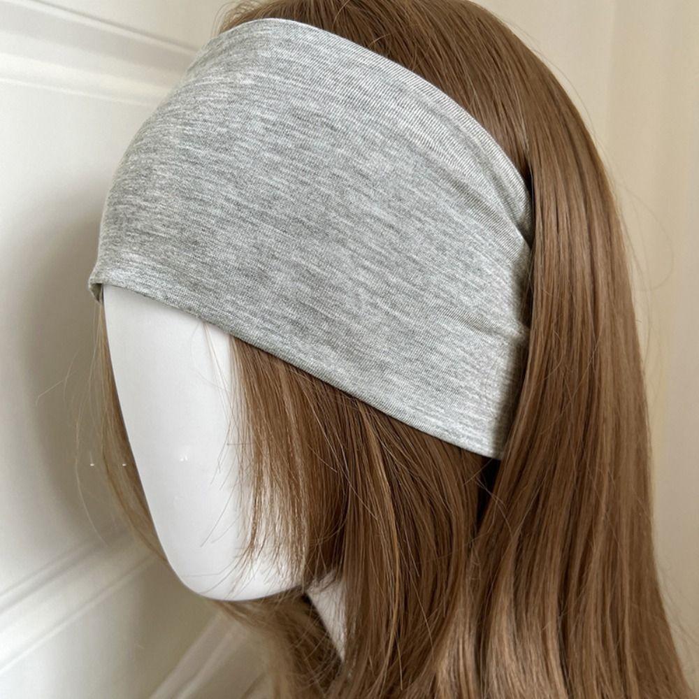 

Soft Cotton Elastic Headband Knit Sports Hairband Sweet Wide Knitted Headband Daily кавовий