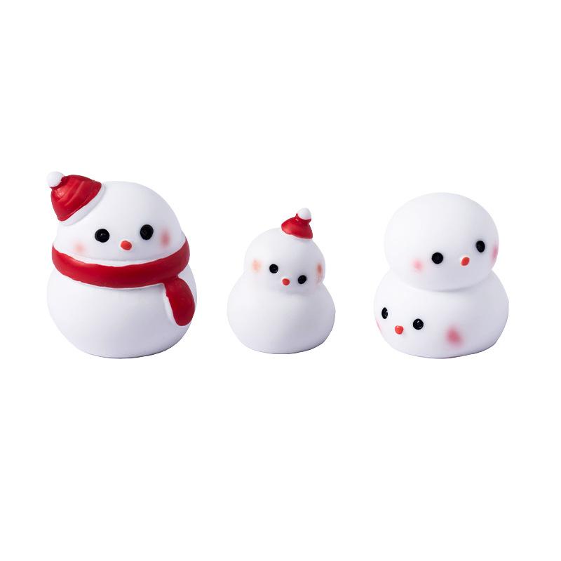 Cartoon Cute Christmas Snowman Figure Micro Landscape Snow Crystal Ball Diy Decorative Accessories Desktop Widgets