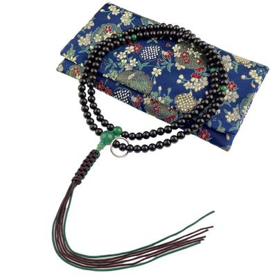 WONDERFUL LOTUS Soto Zen Buddhist Prayer Beads for Men Shakuni Ebony Natural Stone Tailored Cordless Zen Buddhism 108 Beads Prayer Bead Bag Included