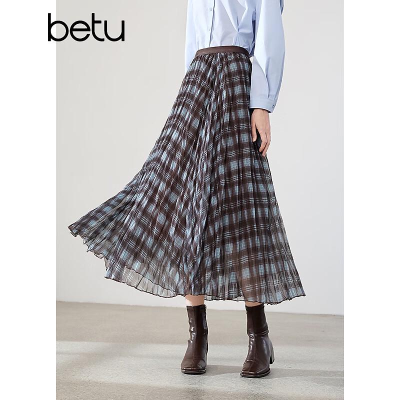 Betu Women's 2026 Spring Plaid A-line Skirt