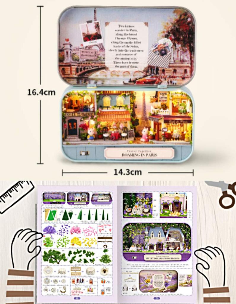 Little Swallow Miniature Handmade Dollhouse DIY Gift Miniature Cute Rabbit Craft Light Kit, Toy, Hobby, Box, Tin, House, Kit, Kids, Beginners, Kit,