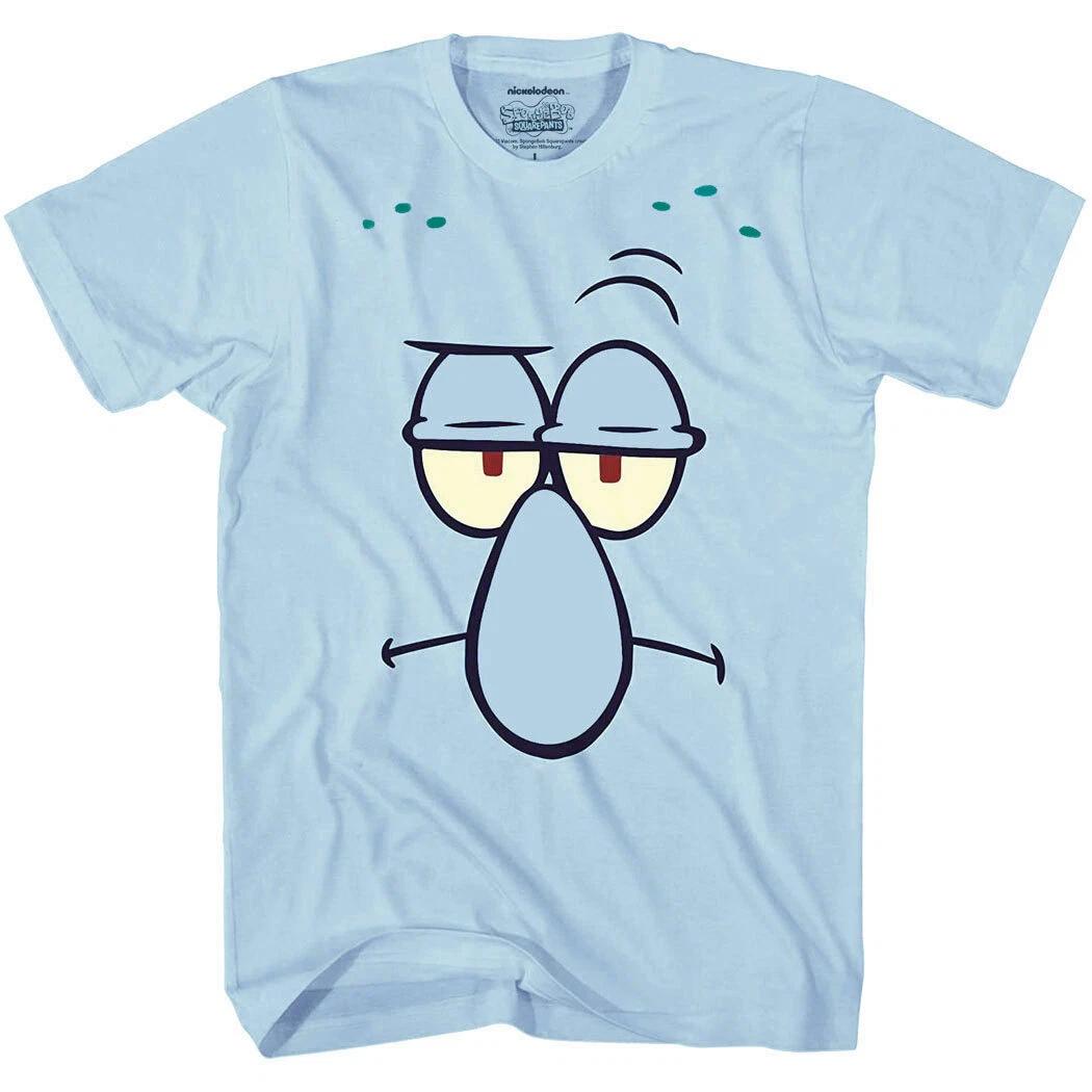 Official SpongeBob Squarepants Squidward Face 100% Cotton T-shirt Mens Tees Top XL