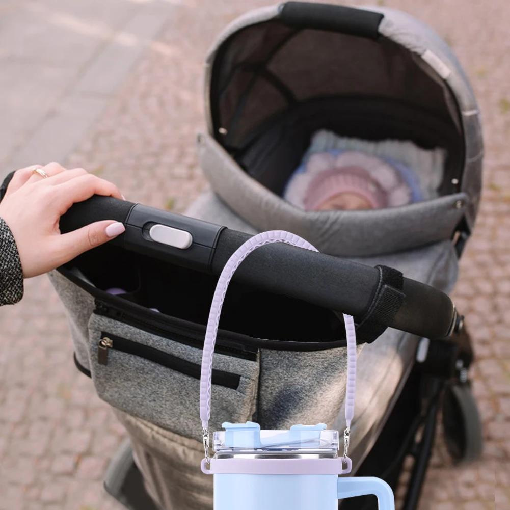 Water Bottle Handle Silicone Adjustable Shoulder Strap Fit Most 8-40oz Bottle Water Bottle Sling Carrier for Stanley Cup Accesso