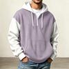 Sudadera con capucha de punto casual de bloque de color con media cremallera para hombre