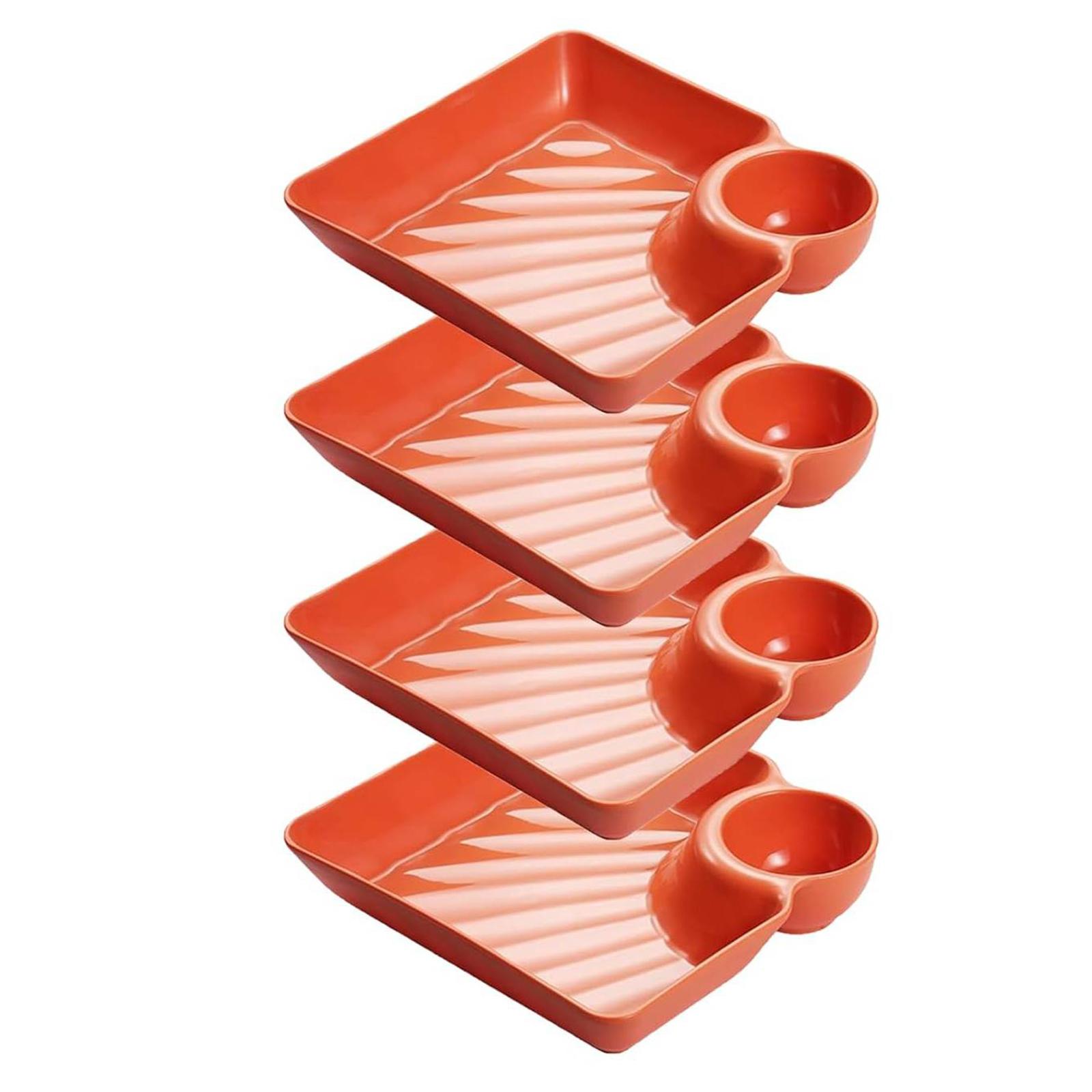 4Pcs Plastic Serving Platter Set Reusable Divided Snack Serving Dishes for Appetizer Sushi Taco Salsa Charcuterie
