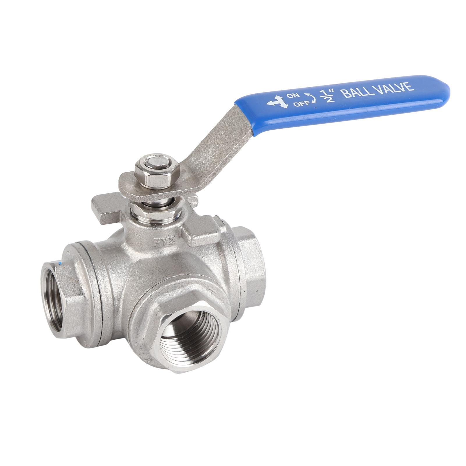 

Stainless Steel SUS304 Pipe T Port Ball Valve Three Way Type Female Thread DN15