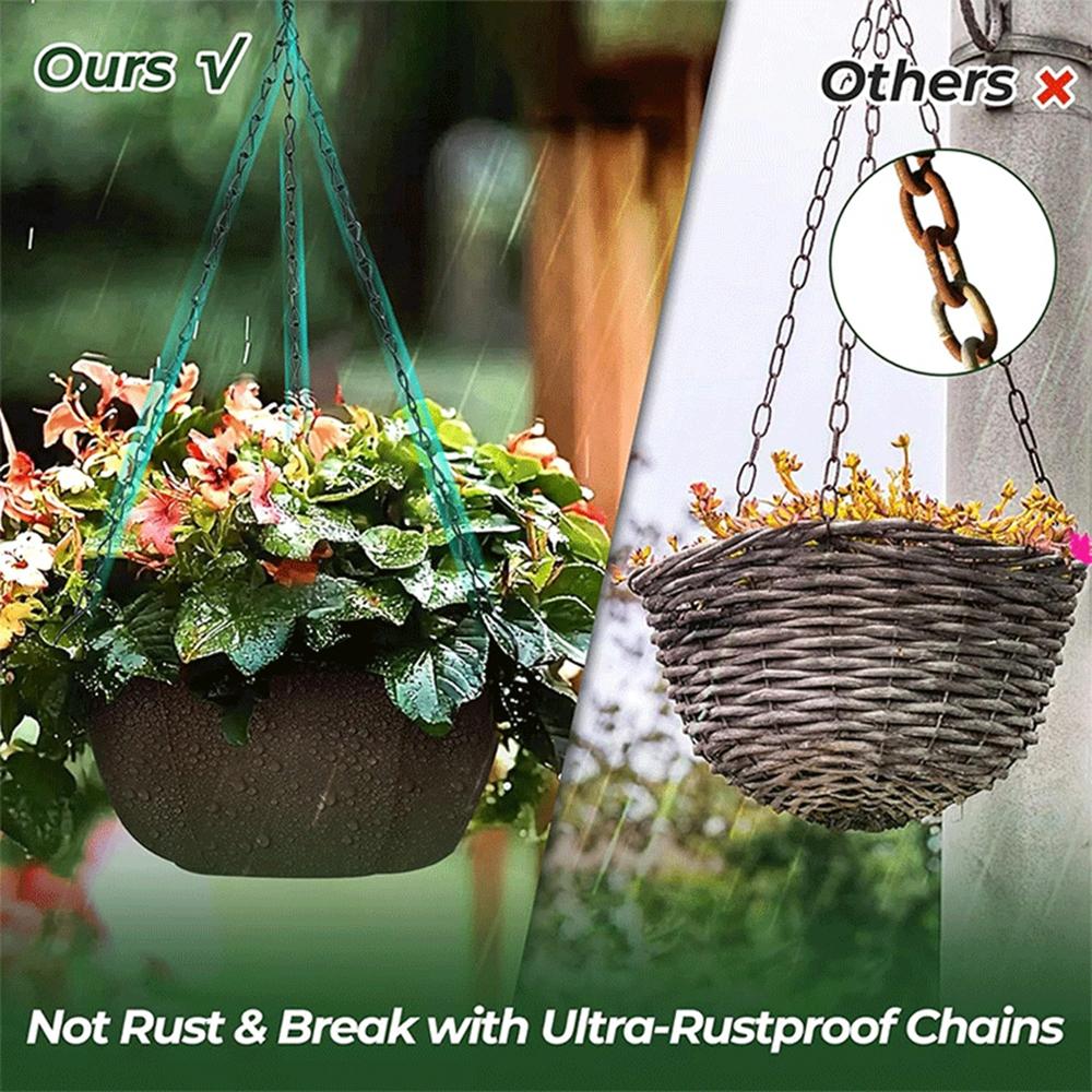3Pcs 10 Inch Outdoor Hanging Plant Pot Breathable Drainage Hanging Basket with Chain for Balcony Decoration