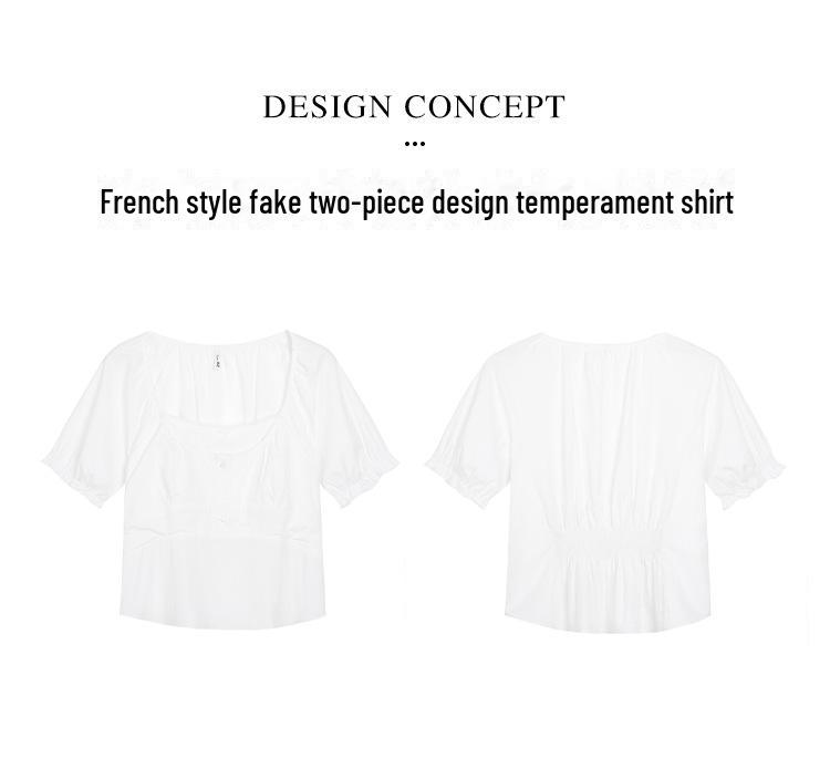 Dámské letní tričko s krátkým rukávem a U výstřihem - Francouzský styl, Plus size, Design omlazující postavu (65001)
