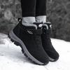 2024 Winter Women Men Boots Plush Pu Leather Waterproof Sneakers Climbing Hunting Shoes Unisex Lace-up Outdoor Warm Hiking Boot