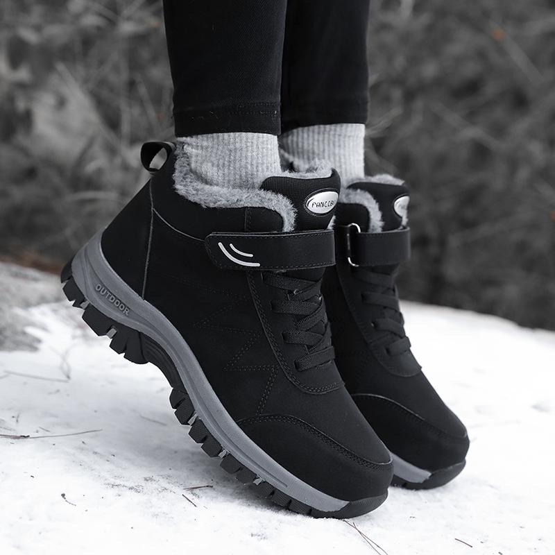 2024 Winter Women Men Boots Plush Pu Leather Waterproof Sneakers Climbing Hunting Shoes Unisex Lace-up Outdoor Warm Hiking Boot