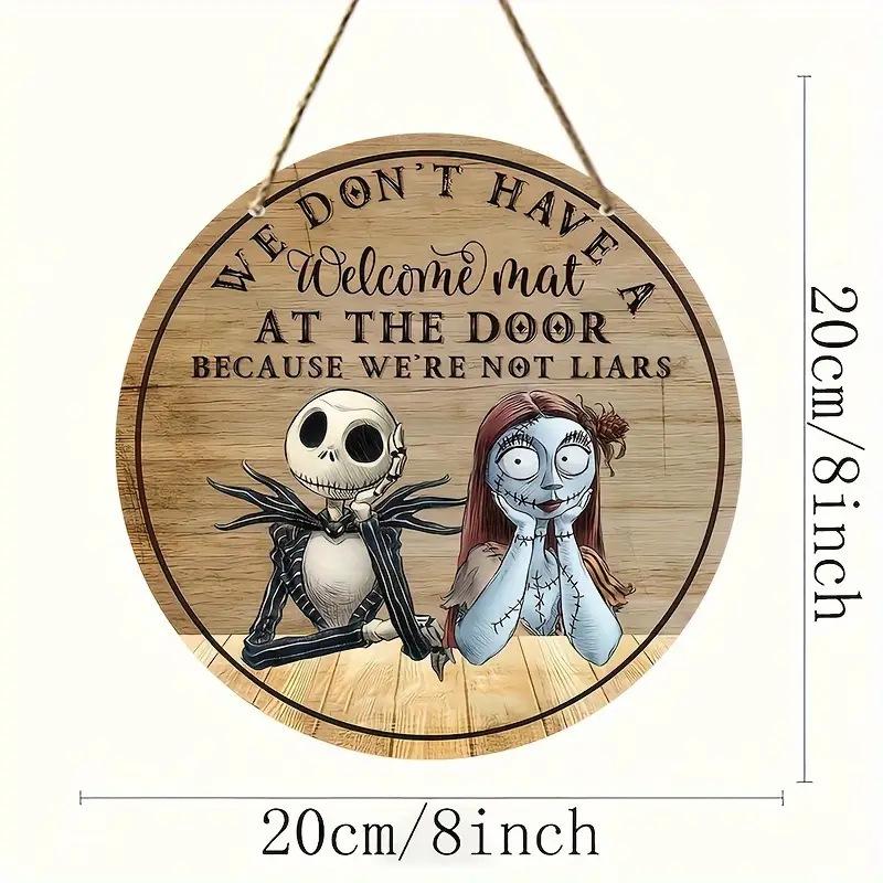 Halloween Wooden Door Plaque Craftsmanship Circular Logo Witch Pendant Home Decor
