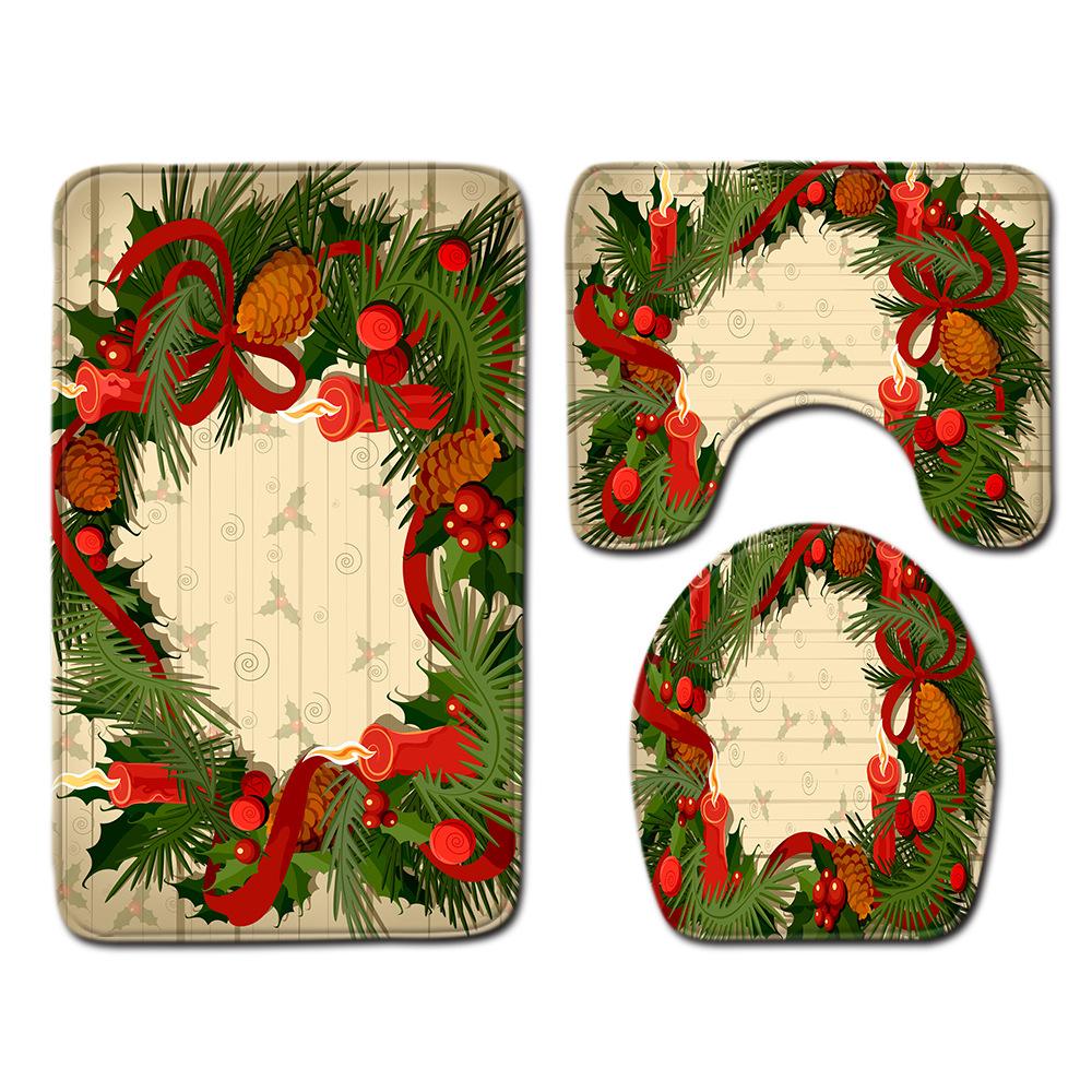 Weihnachts-Badezimmer-Bodenmatte Toilette Dreiteiliges Set