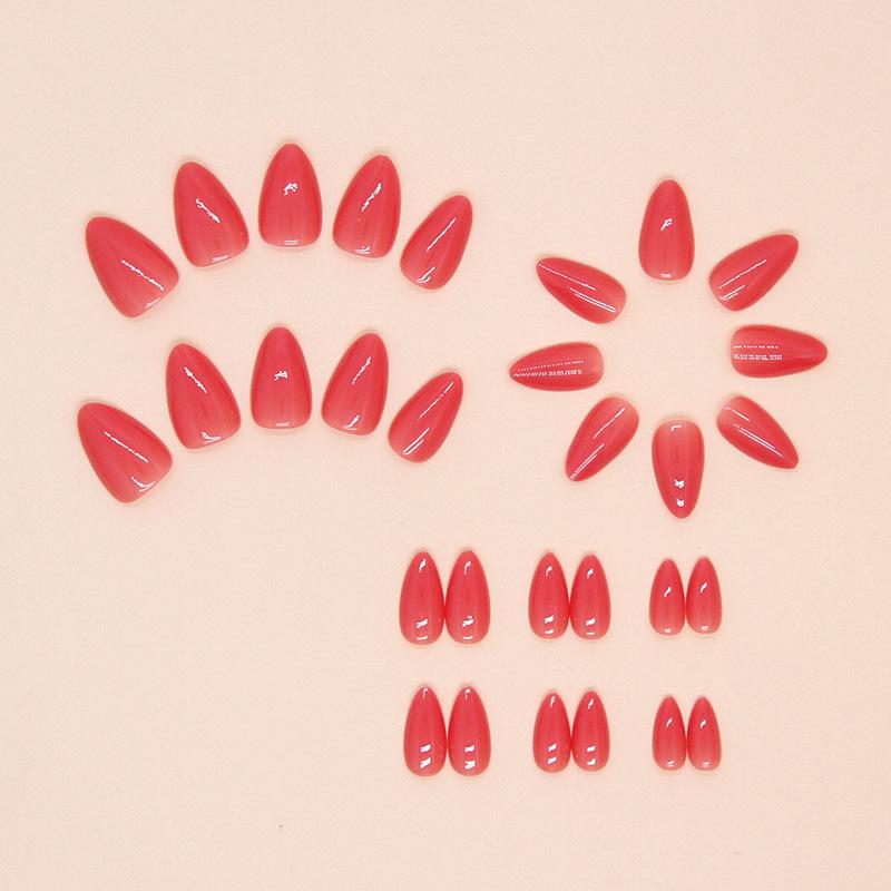 Wearing Nail Piece Red Gradual Change Nail Piece Simple European And American Fake Nail Removable Nail Piece 30 Pieces