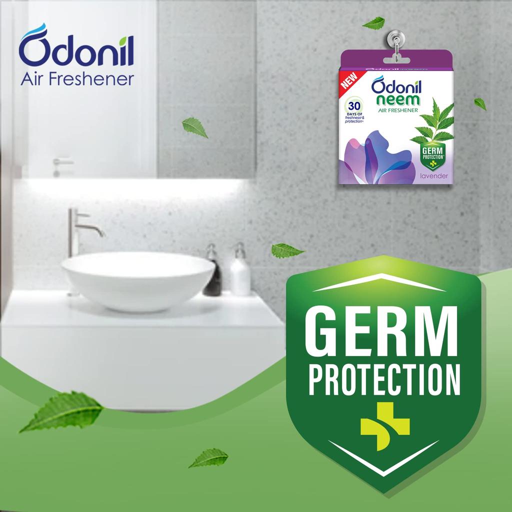 Odonil Neem Toilet Freshener Blocks 192g (48g X 4) Long Lasting Lavender Jasmine Fragrance Germ Protection