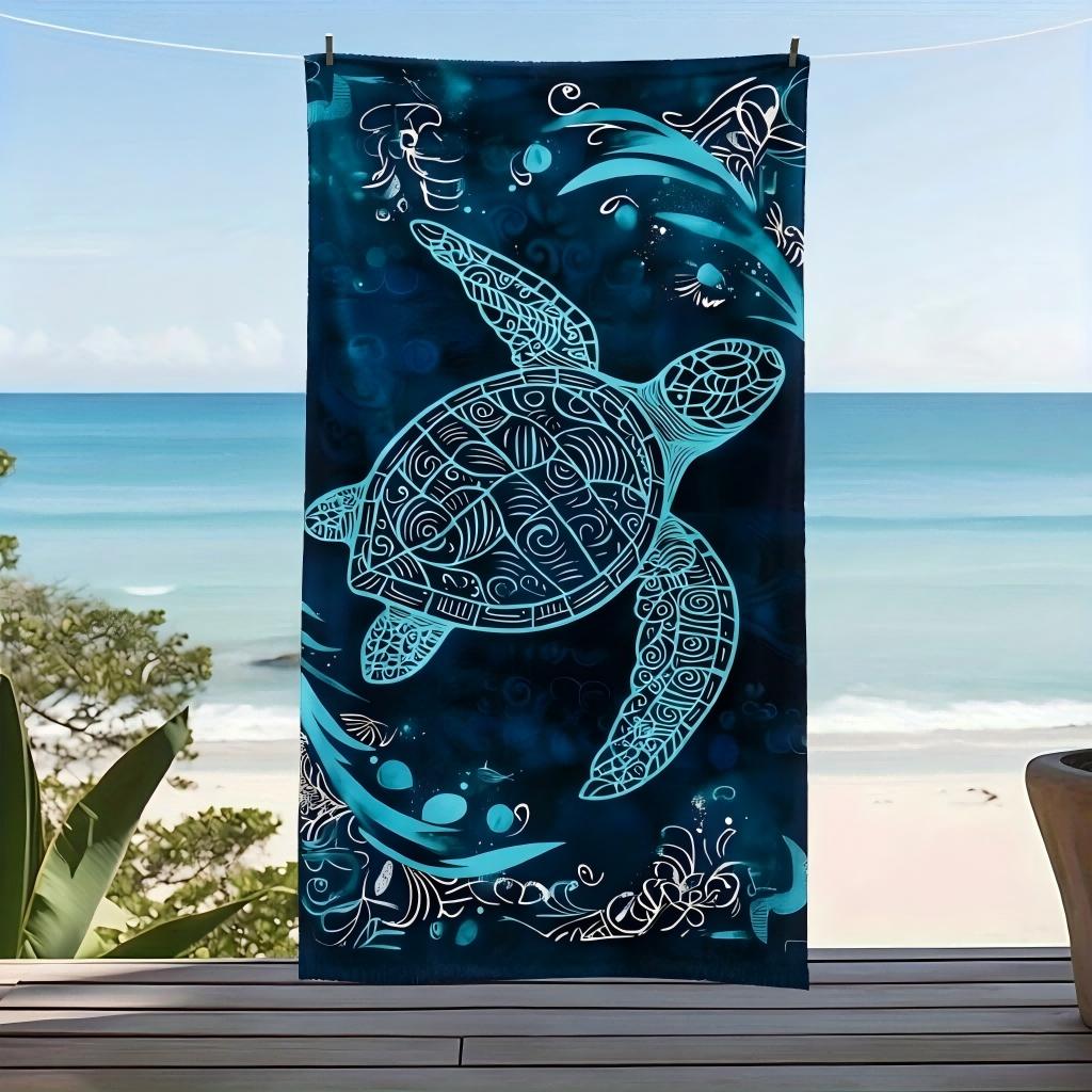 1Pc Bohemian Sea Turtle Print Beach Towel Sun Wind Resistant Soft Quick Dry Towel Travel Blanket For Pool Camping Outdoor Vacati